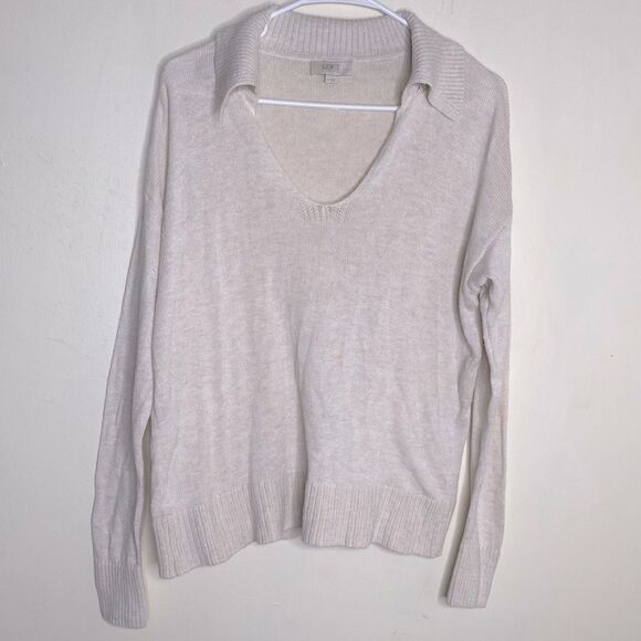 Loft Outlet Beige Tan Lightweight Collared Sweater Size Small - Picture 1 of 9